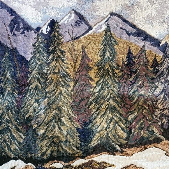 VTG 27x27 Tapestry Fabric Sample LaCrosse Furniture Co Country Landscape Scene - Picture 5 of 7